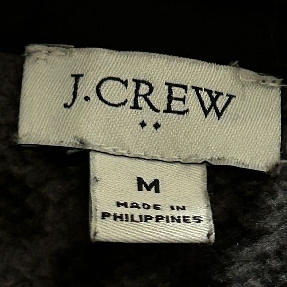 J Crew Quilted Button-Neck Sherpa fleece‎ Tunic Medium black gray Leopard BA200 - Picture 13 of 16